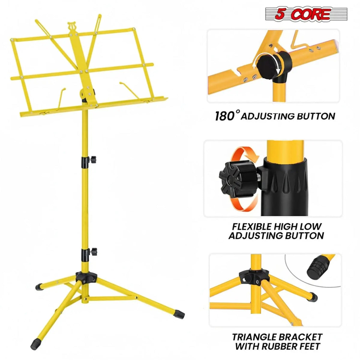 5 Core Music Stand Adjustable 52" Desktop Book Stands Sheet Holder All Metal Portable Bookstand - HONORABLE VETERANS SOLUTIONS