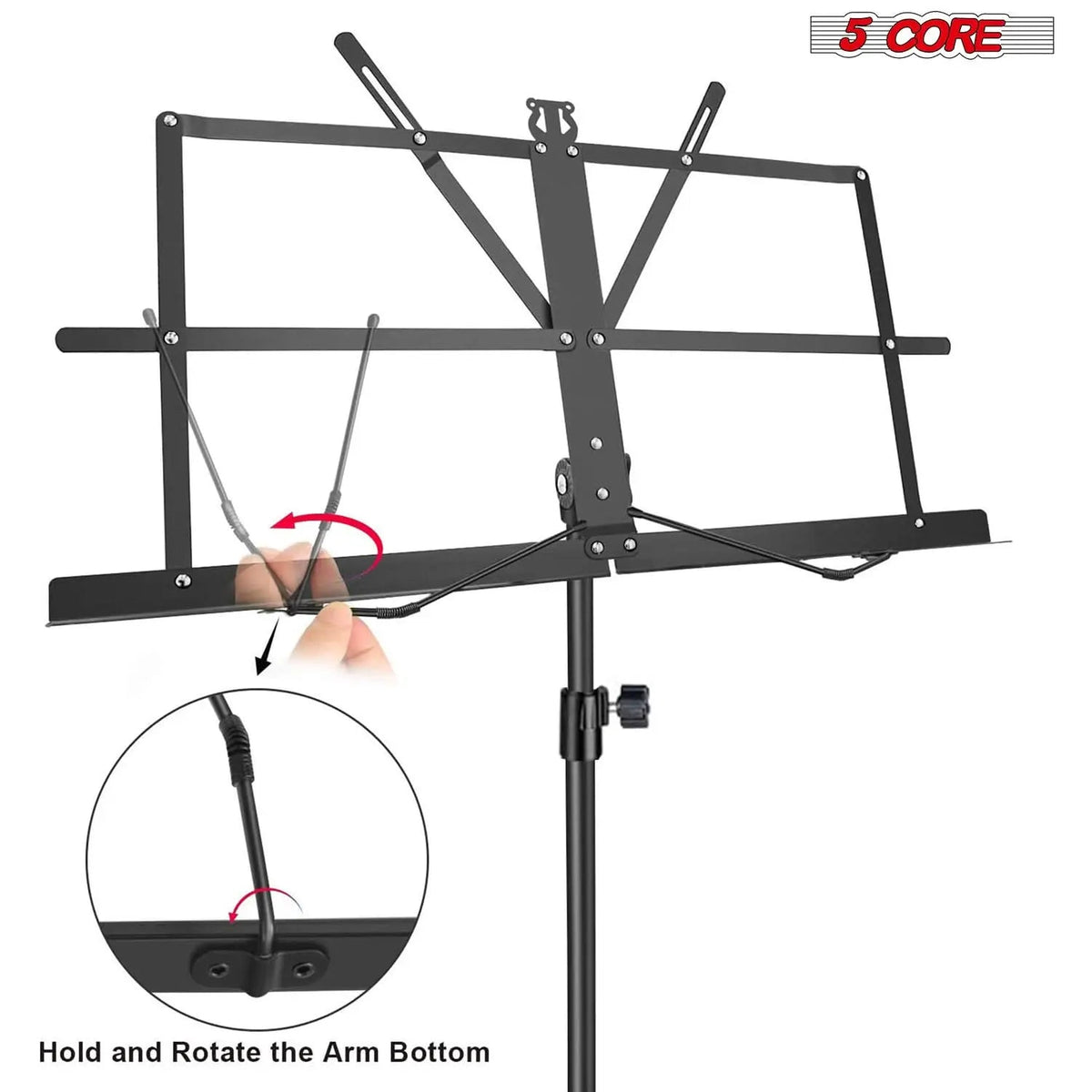5 Core Music Stand Adjustable 52" Desktop Book Stands Sheet Holder All Metal Portable Bookstand - HONORABLE VETERANS SOLUTIONS