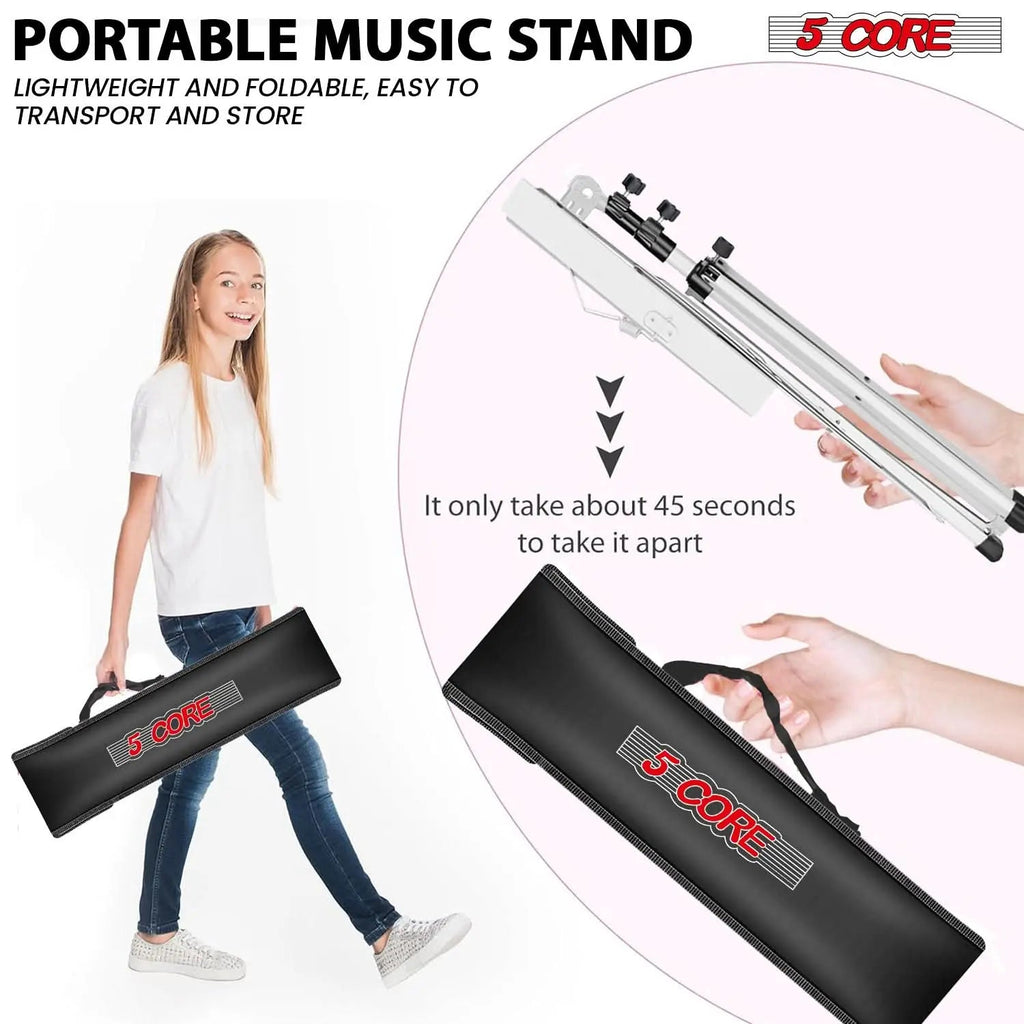 5 Core Music Stand Adjustable 52" Desktop Book Stands Sheet Holder All Metal Portable Bookstand - HONORABLE VETERANS SOLUTIONS