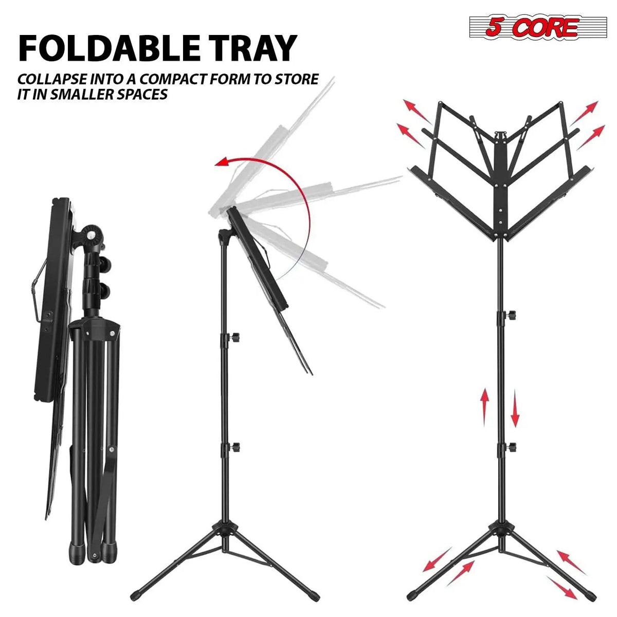 5 Core Music Stand Adjustable 52" Desktop Book Stands Sheet Holder All Metal Portable Bookstand - HONORABLE VETERANS SOLUTIONS