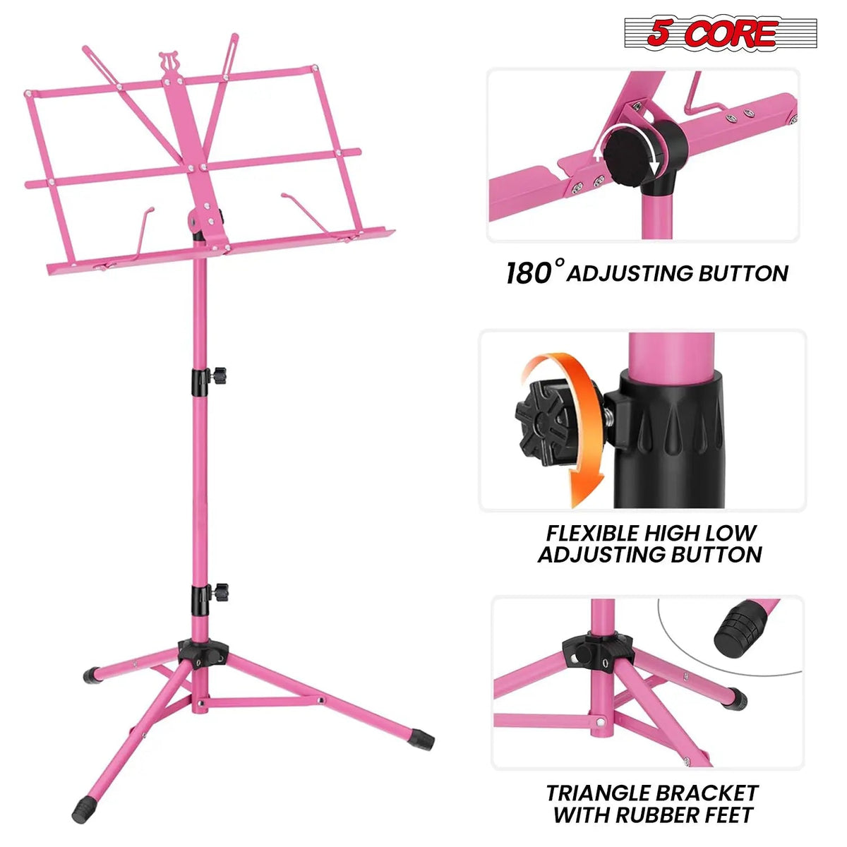 5 Core Music Stand Adjustable 52" Desktop Book Stands Sheet Holder All Metal Portable Bookstand - HONORABLE VETERANS SOLUTIONS
