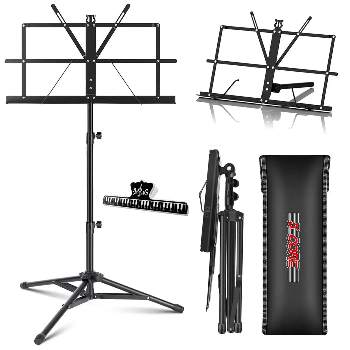 5 Core Music Stand Adjustable 52" Desktop Book Stands Sheet Holder All Metal Portable Bookstand - HONORABLE VETERANS SOLUTIONS