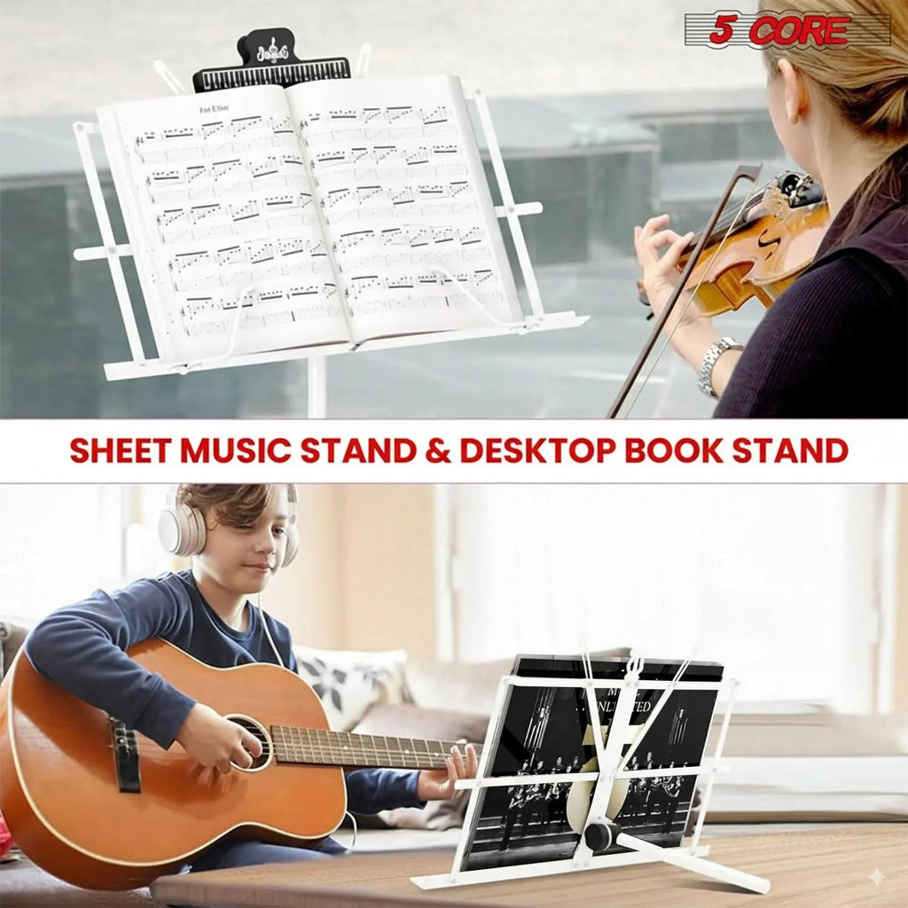 5 Core Music Stand Adjustable 52" Desktop Book Stands Sheet Holder All Metal Portable Bookstand - HONORABLE VETERANS SOLUTIONS