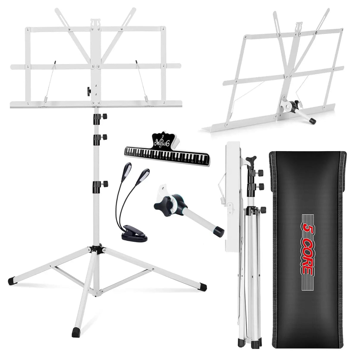 5 Core Music Stand Adjustable Desktop Book Stands Portable Sheet Holder All Metal Foldable Bookstand - HONORABLE VETERANS SOLUTIONS