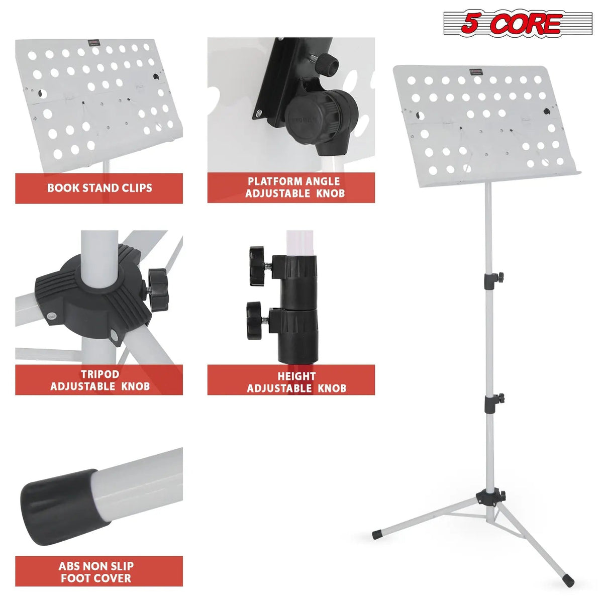 5 Core Music Stand Adjustable Desktop Book Stands Portable Sheet Holder All Metal Foldable Bookstand - HONORABLE VETERANS SOLUTIONS