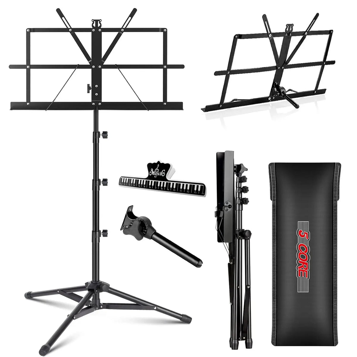 5 Core Music Stand Adjustable Desktop Book Stands Portable Sheet Holder All Metal Foldable Bookstand - HONORABLE VETERANS SOLUTIONS