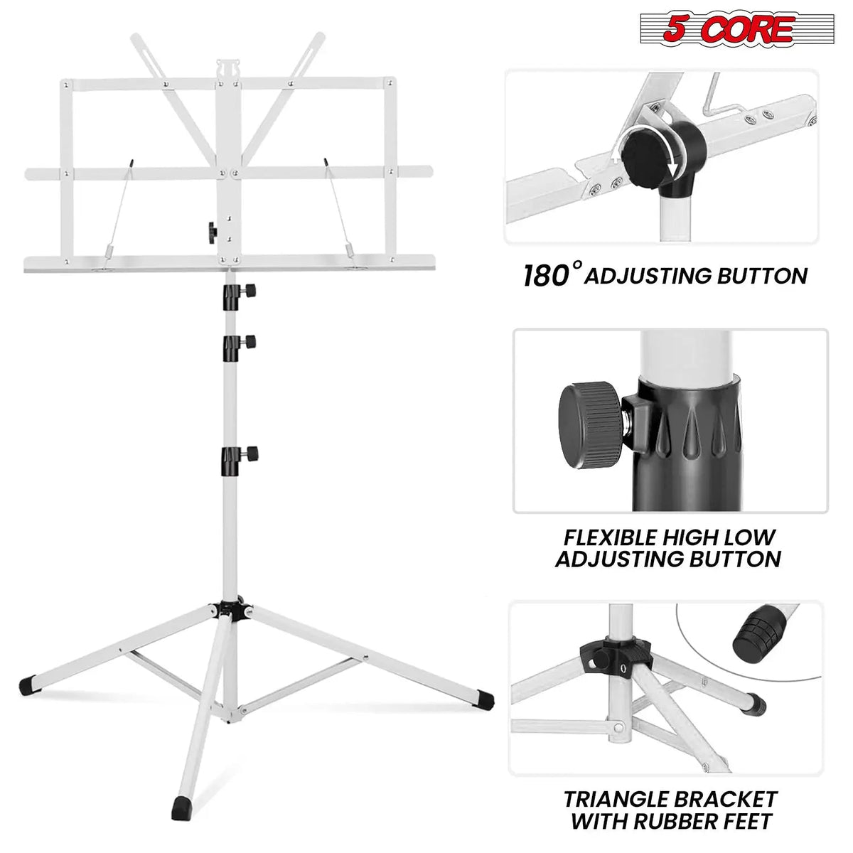 5 Core Music Stand Adjustable Desktop Book Stands Portable Sheet Holder All Metal Foldable Bookstand - HONORABLE VETERANS SOLUTIONS