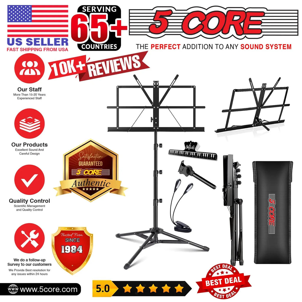 5 Core Music Stand Adjustable Desktop Book Stands Portable Sheet Holder All Metal Foldable Bookstand - HONORABLE VETERANS SOLUTIONS