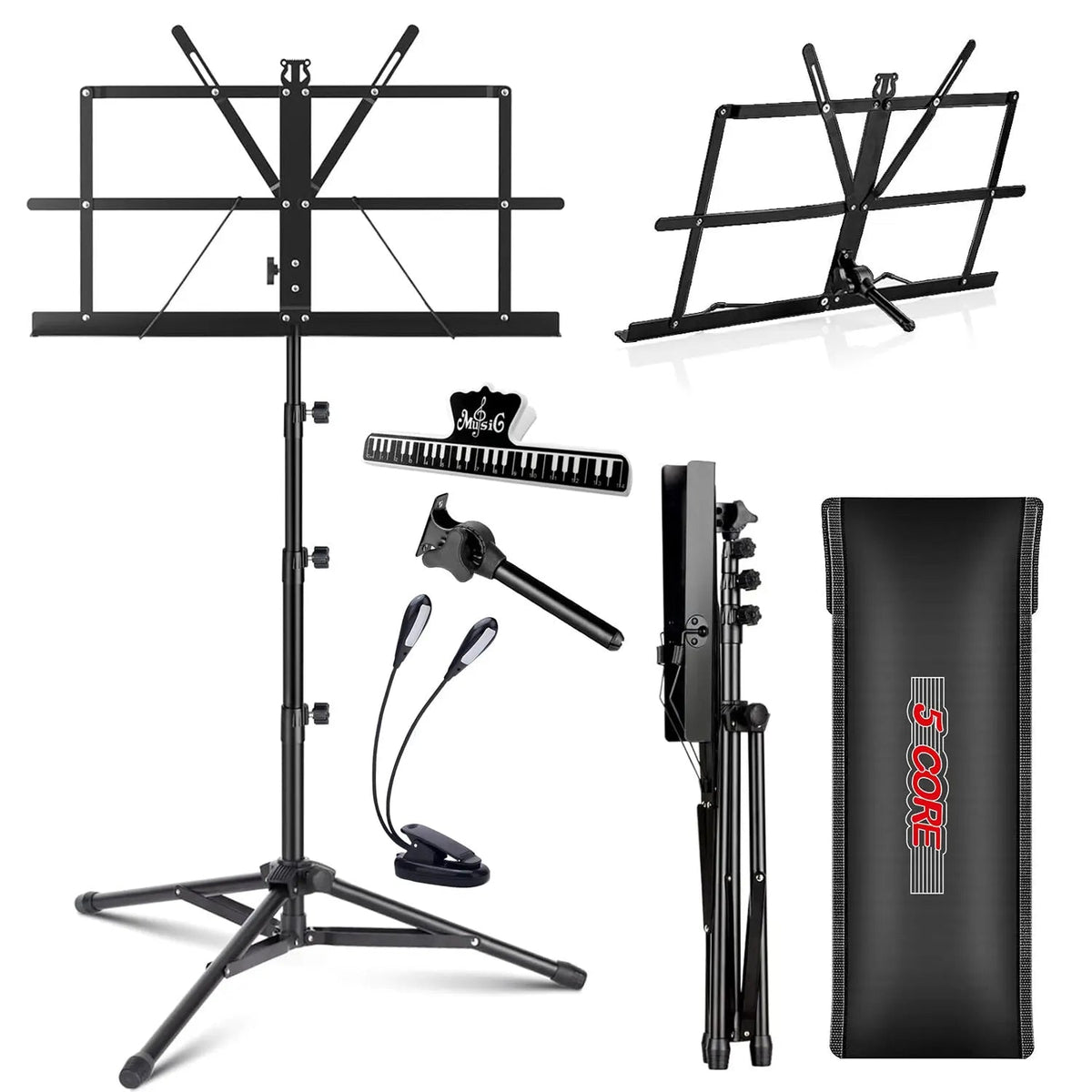 5 Core Music Stand Adjustable Desktop Book Stands Portable Sheet Holder All Metal Foldable Bookstand - HONORABLE VETERANS SOLUTIONS