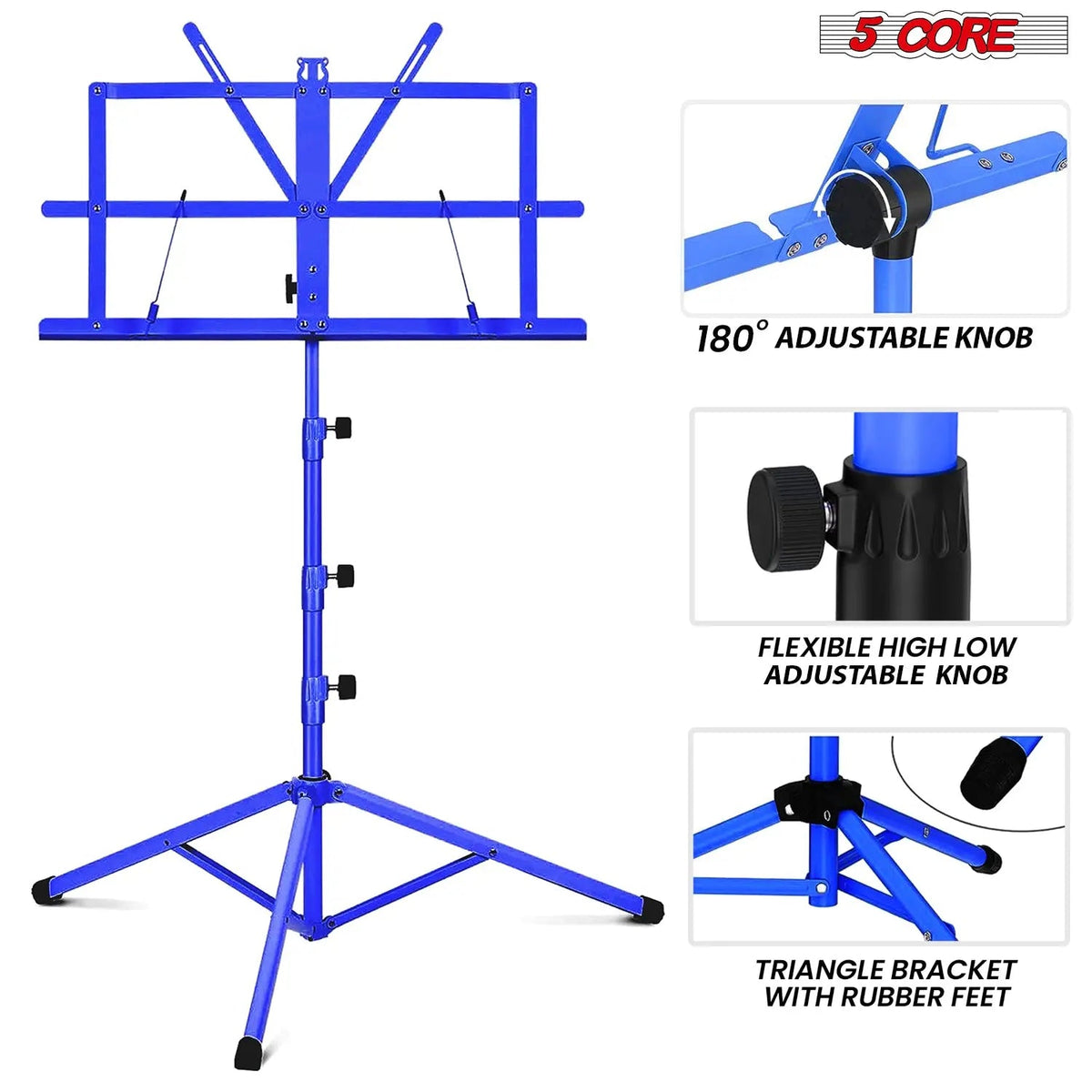 5 Core Music Stand Adjustable Desktop Book Stands Portable Sheet Holder All Metal Foldable Bookstand - HONORABLE VETERANS SOLUTIONS
