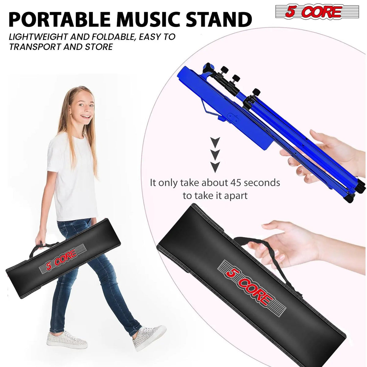 5 Core Music Stand Adjustable Desktop Book Stands Portable Sheet Holder All Metal Foldable Bookstand - HONORABLE VETERANS SOLUTIONS