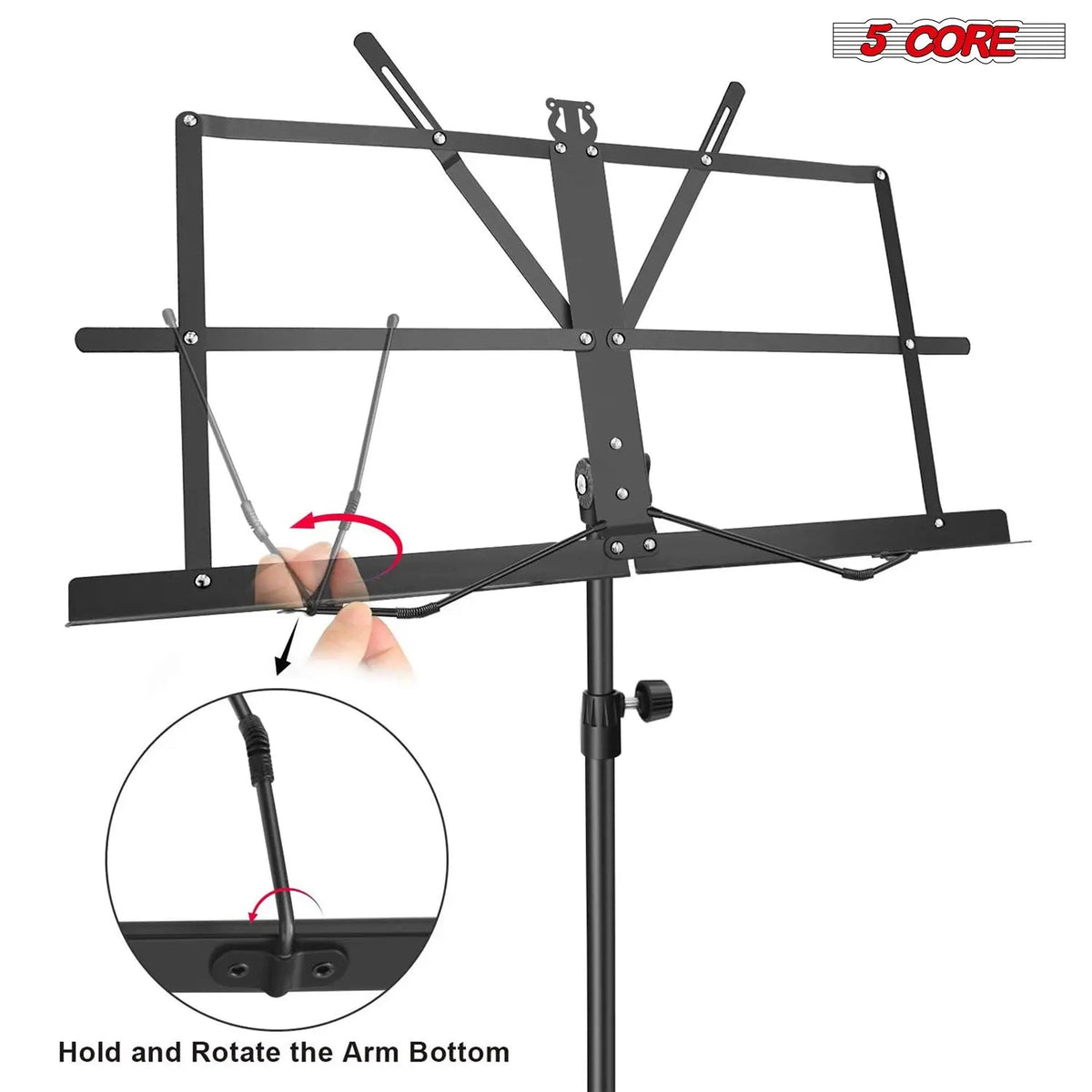 5 Core Music Stand Adjustable Desktop Book Stands Portable Sheet Holder All Metal Foldable Bookstand - HONORABLE VETERANS SOLUTIONS