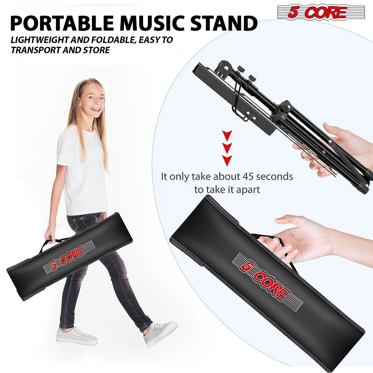 5 Core Music Stand Adjustable Desktop Book Stands Portable Sheet Holder All Metal Foldable Bookstand - HONORABLE VETERANS SOLUTIONS