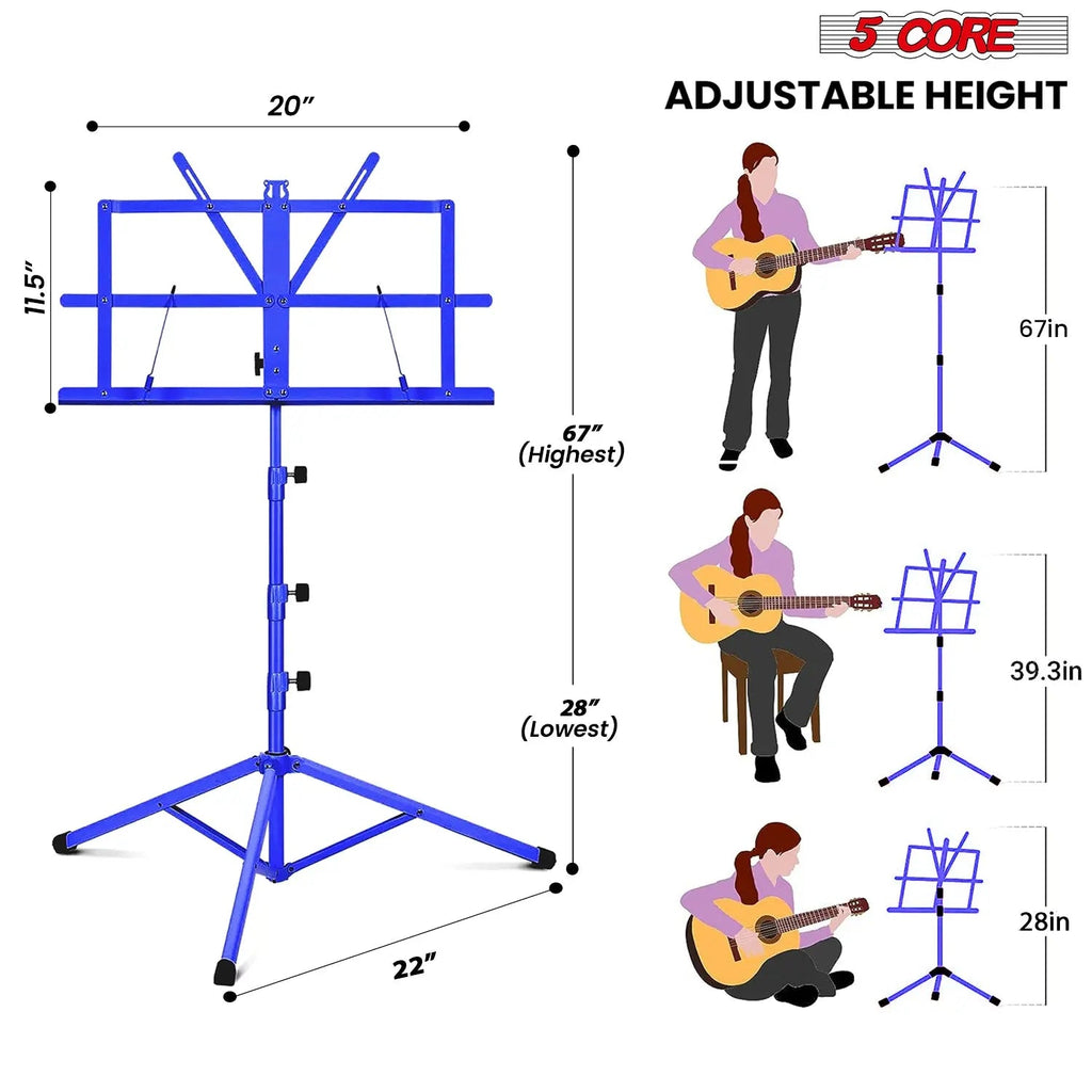 5 Core Music Stand Adjustable Desktop Book Stands Portable Sheet Holder All Metal Foldable Bookstand - HONORABLE VETERANS SOLUTIONS
