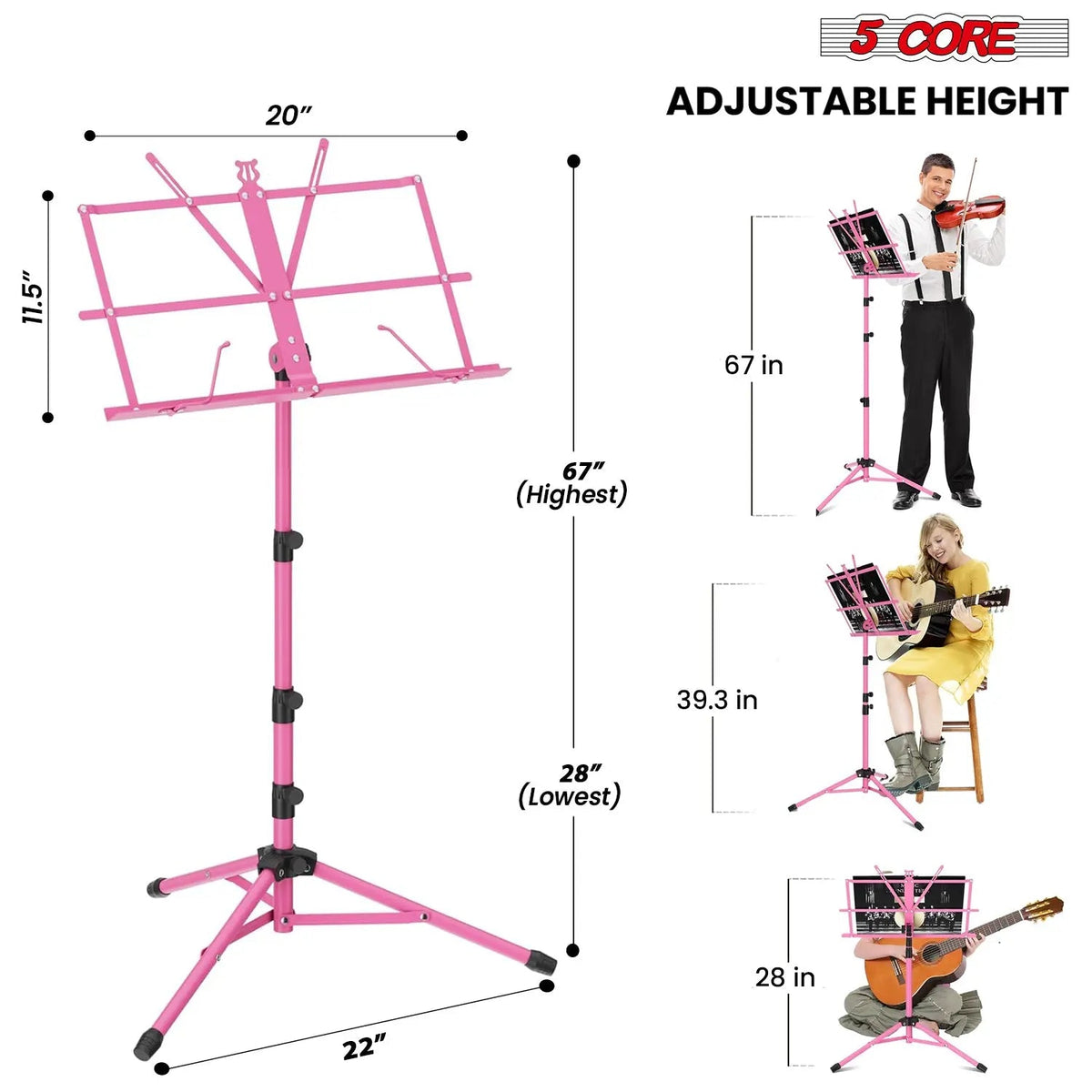 5 Core Music Stand Adjustable Desktop Book Stands Portable Sheet Holder All Metal Foldable Bookstand - HONORABLE VETERANS SOLUTIONS