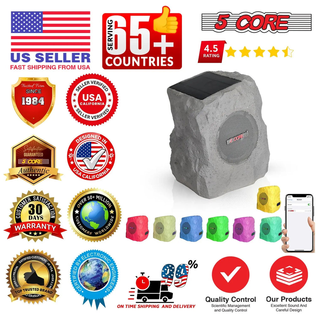 5 Core Outdoor Rock Speakers 100W Bluetooth Waterproof Landscape Speaker for Patio Pool Outdoor - HONORABLE VETERANS SOLUTIONS