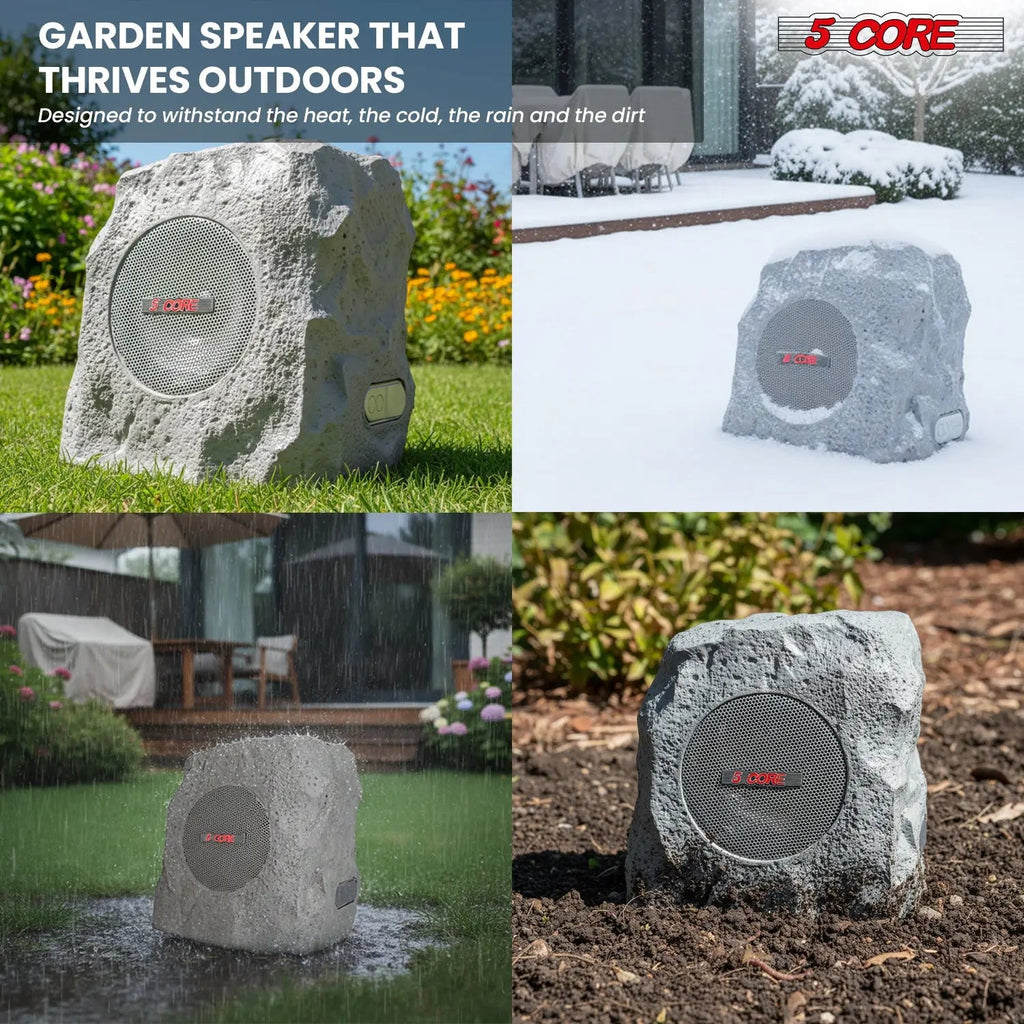 5 Core Outdoor Rock Speakers 100W Bluetooth Waterproof Landscape Speaker for Patio Pool Outdoor - HONORABLE VETERANS SOLUTIONS