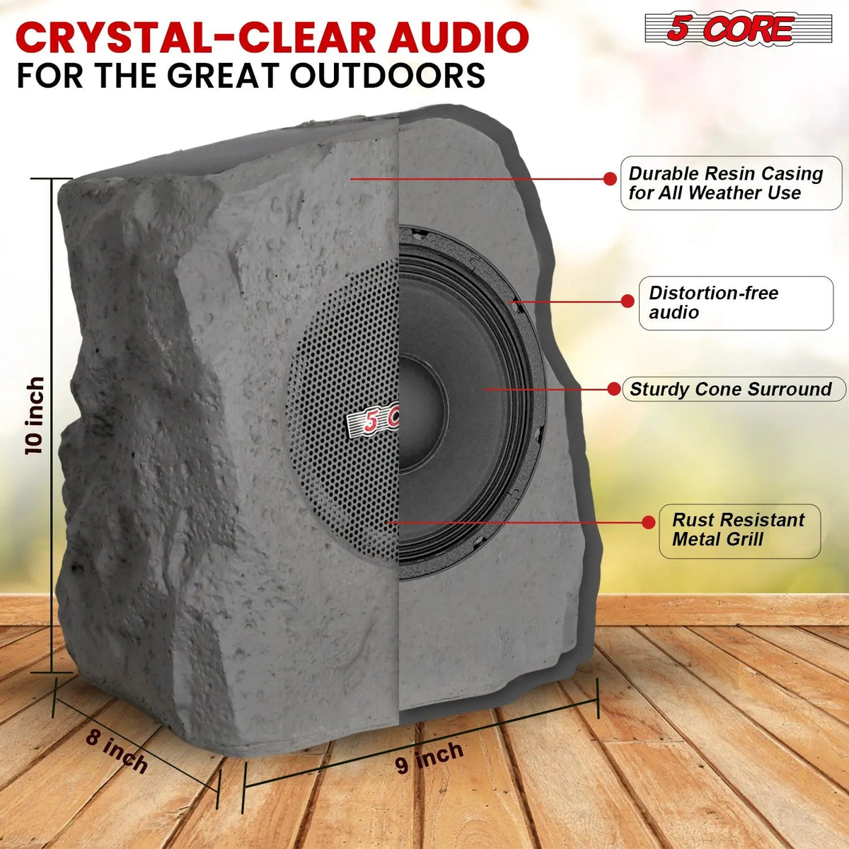 5 Core Outdoor Rock Speakers 100W Bluetooth Waterproof Landscape Speaker for Patio Pool Outdoor - HONORABLE VETERANS SOLUTIONS