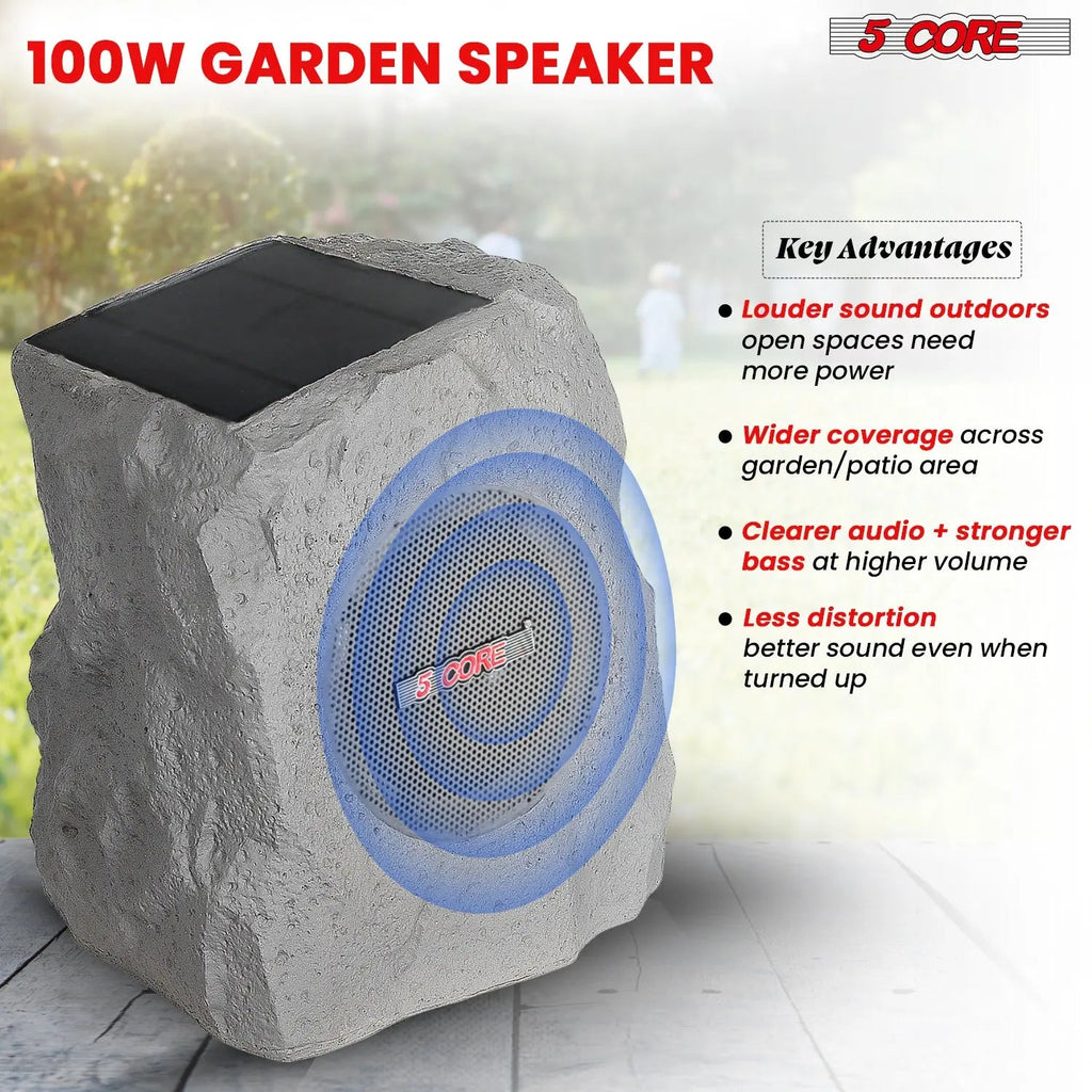 5 Core Outdoor Rock Speakers 100W Bluetooth Waterproof Landscape Speaker for Patio Pool Outdoor - HONORABLE VETERANS SOLUTIONS