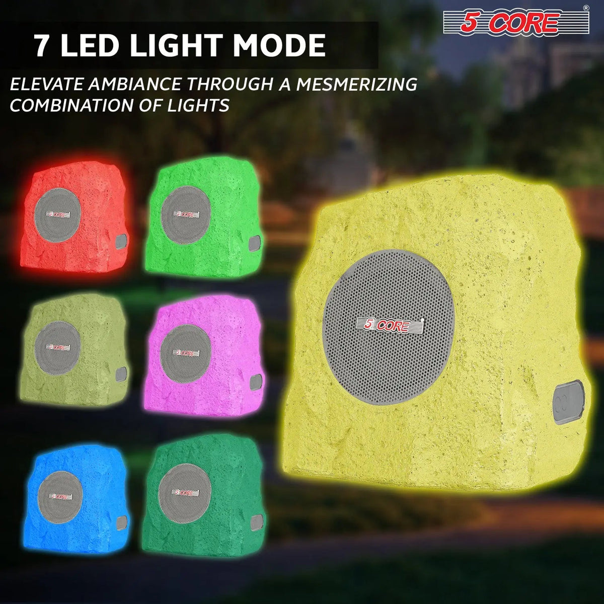 5 Core Outdoor Rock Speakers 100W Bluetooth Waterproof Landscape Speaker for Patio Pool Outdoor - HONORABLE VETERANS SOLUTIONS