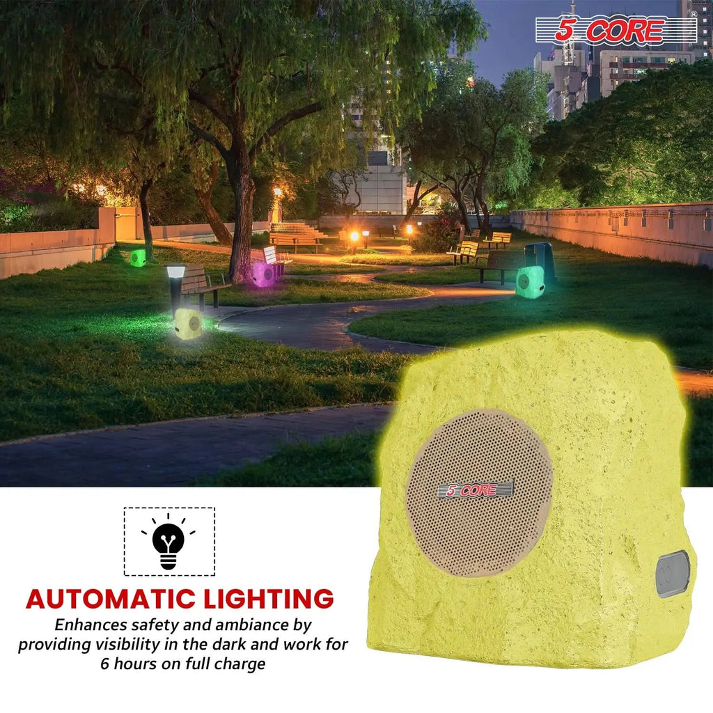 5 Core Outdoor Rock Speakers Pair 100W Bluetooth Waterproof Landscape Speaker for Patio Pool Outdoor - HONORABLE VETERANS SOLUTIONS