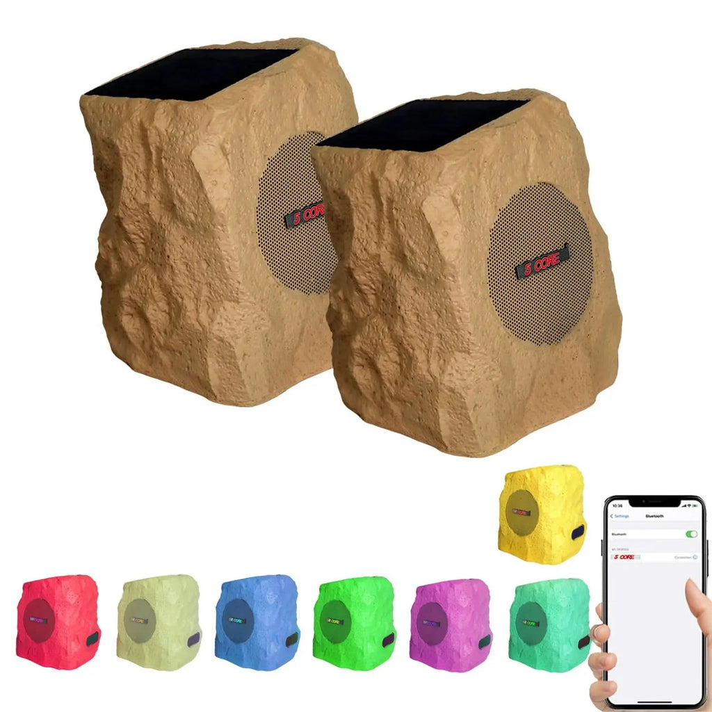 5 Core Outdoor Rock Speakers Pair 100W Bluetooth Waterproof Landscape Speaker for Patio Pool Outdoor - HONORABLE VETERANS SOLUTIONS
