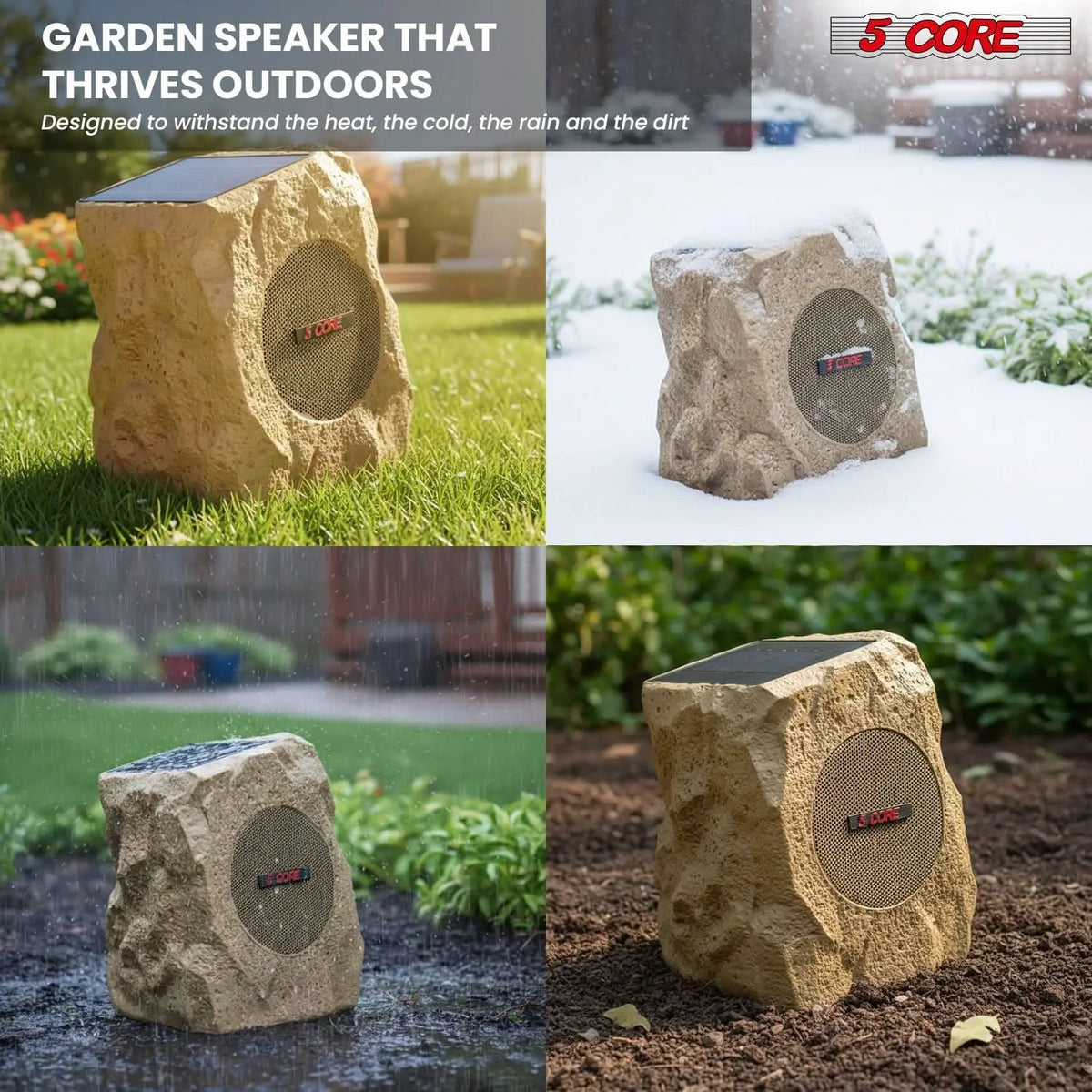 5 Core Outdoor Rock Speakers Pair 100W Bluetooth Waterproof Landscape Speaker for Patio Pool Outdoor - HONORABLE VETERANS SOLUTIONS