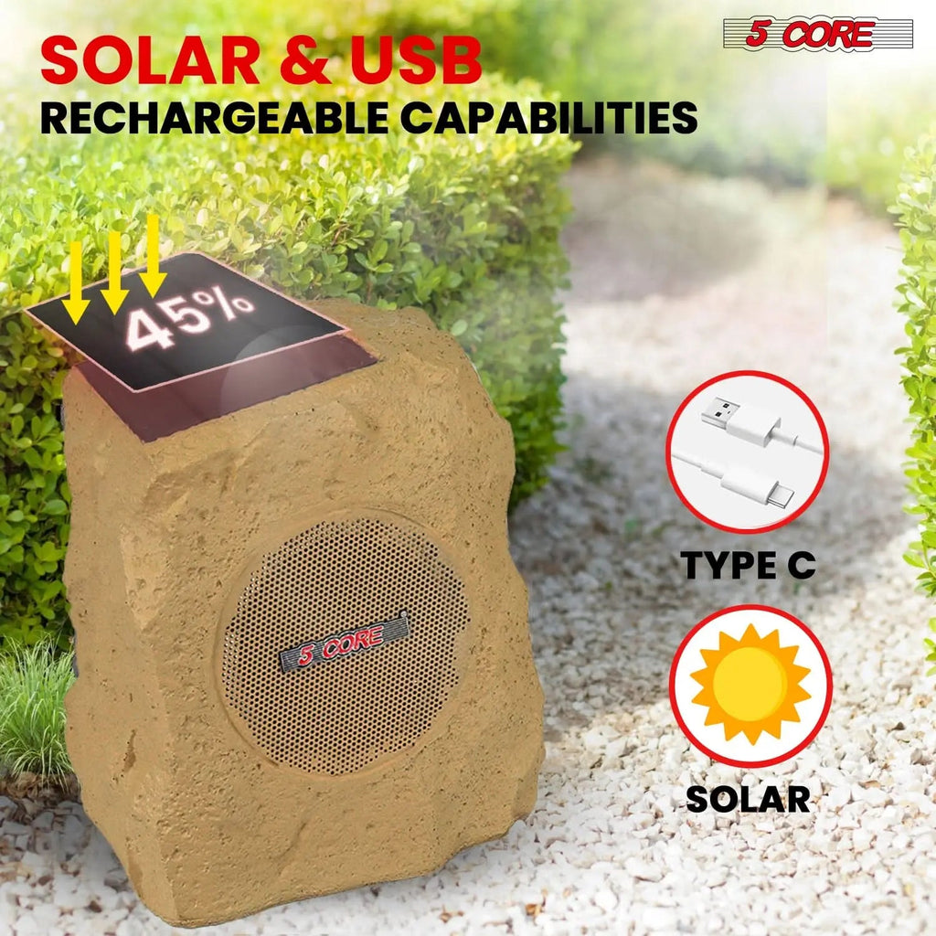 5 Core Outdoor Rock Speakers Pair 100W Bluetooth Waterproof Landscape Speaker for Patio Pool Outdoor - HONORABLE VETERANS SOLUTIONS
