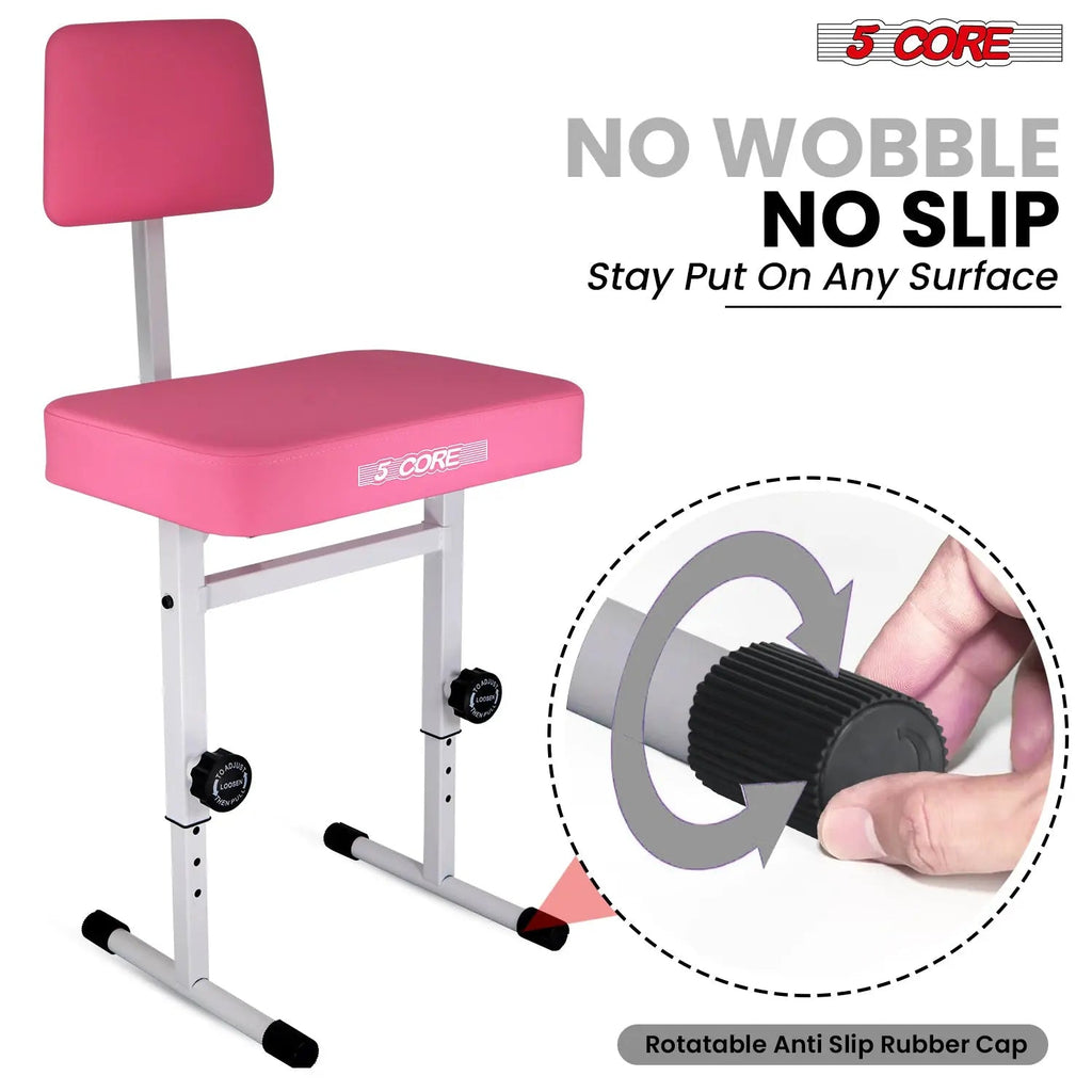 5 Core Piano Bench 3" Padded Cushioned Stool w Backrest Heavy Duty Musician Chair Height Adjustable - HONORABLE VETERANS SOLUTIONS