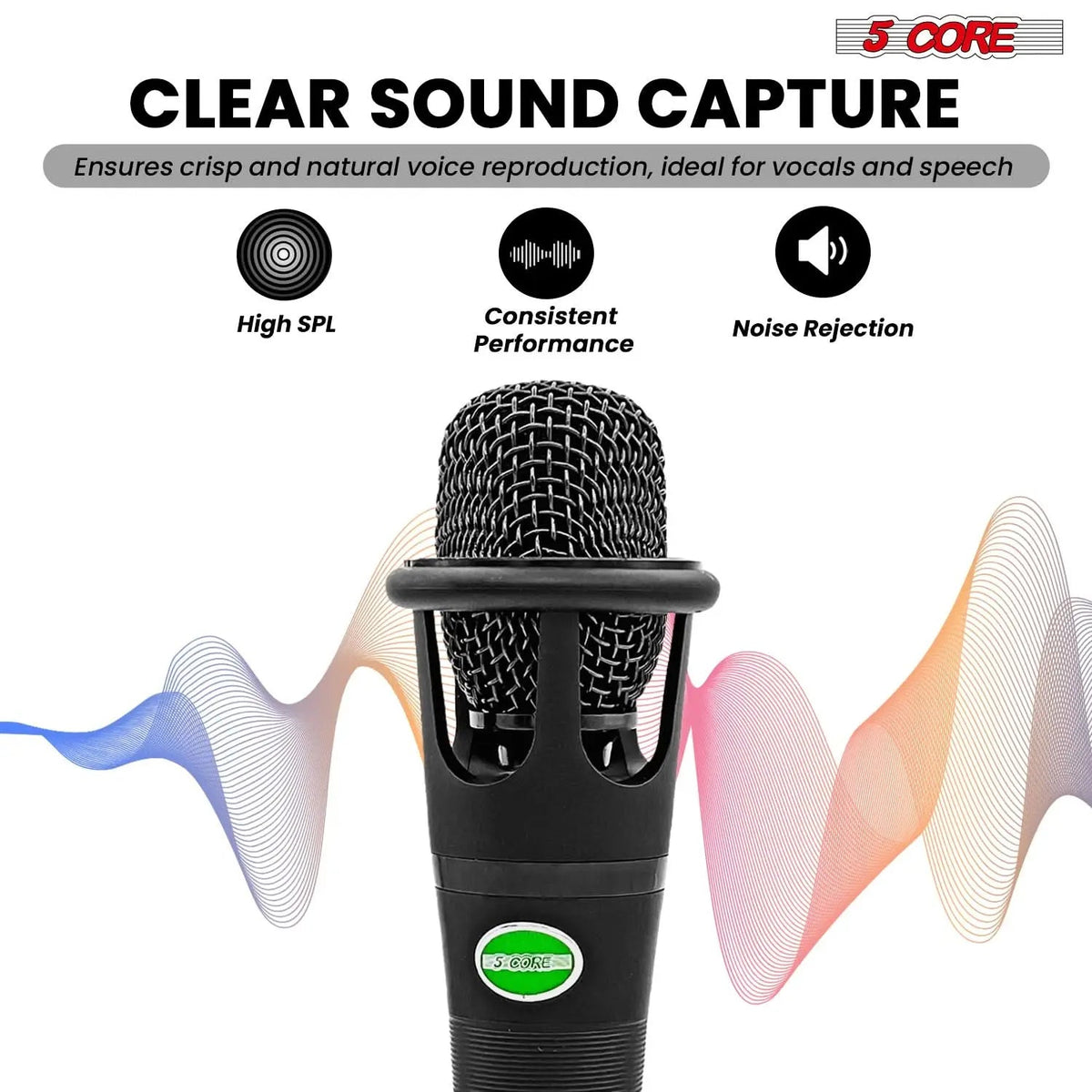 5 Core Podcast Equipment Bundle w Cardioid Dynamic XLR Microphone Mini Desk Stand XLR to 1/8” Cable - HONORABLE VETERANS SOLUTIONS
