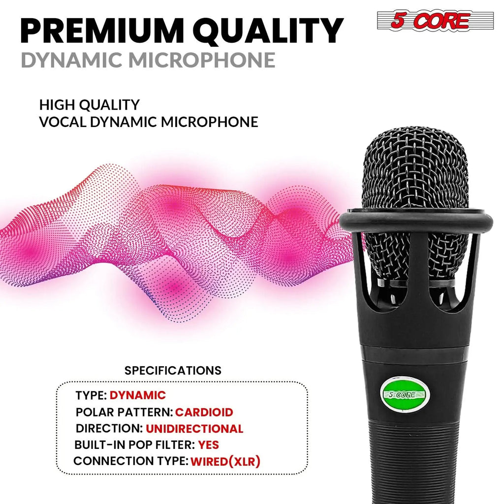 5 Core Podcast Equipment Bundle w Cardioid Dynamic XLR Microphone Mini Desk Stand XLR to 1/8” Cable - HONORABLE VETERANS SOLUTIONS