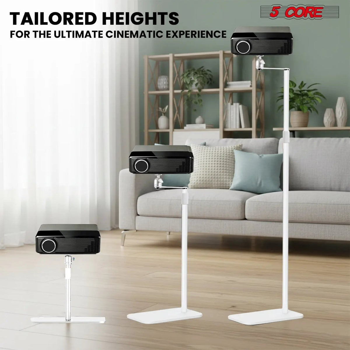 5 Core Projector Stand Floor Adjustable 53" Universal Projectors Support for Home Office & Studio - HONORABLE VETERANS SOLUTIONS