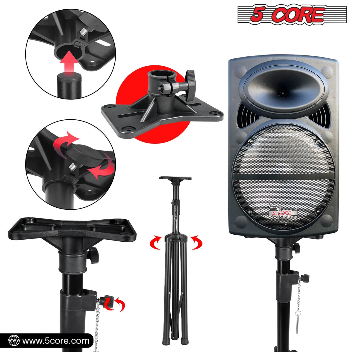 5 Core Speaker Stand Height Adjustable 60" Heavy Duty PA DJ Tripod Studio Monitor Stands - HONORABLE VETERANS SOLUTIONS