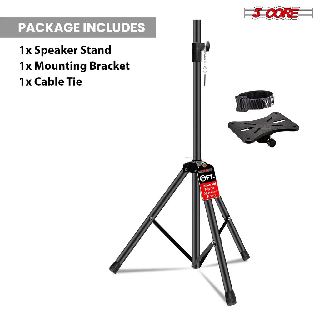 5 Core Speaker Stand Height Adjustable PA DJ Tripod Studio Monitor Stands w 35mm Compatible Insert - HONORABLE VETERANS SOLUTIONS