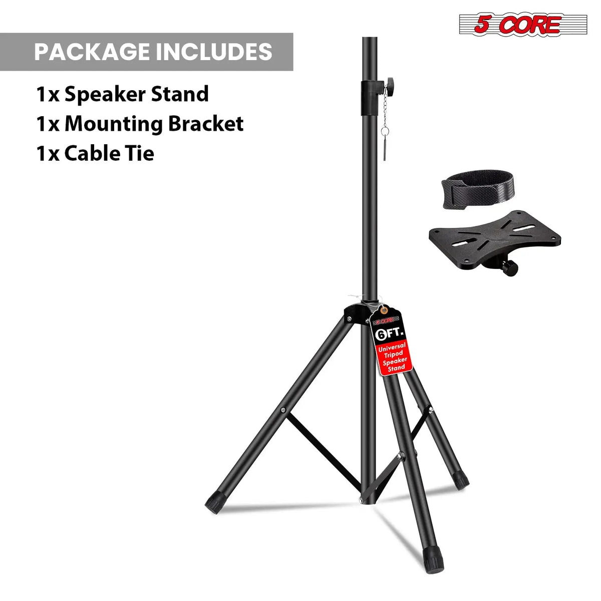 5 Core Speaker Stand Height Adjustable PA DJ Tripod Studio Monitor Stands w 35mm Compatible Insert - HONORABLE VETERANS SOLUTIONS