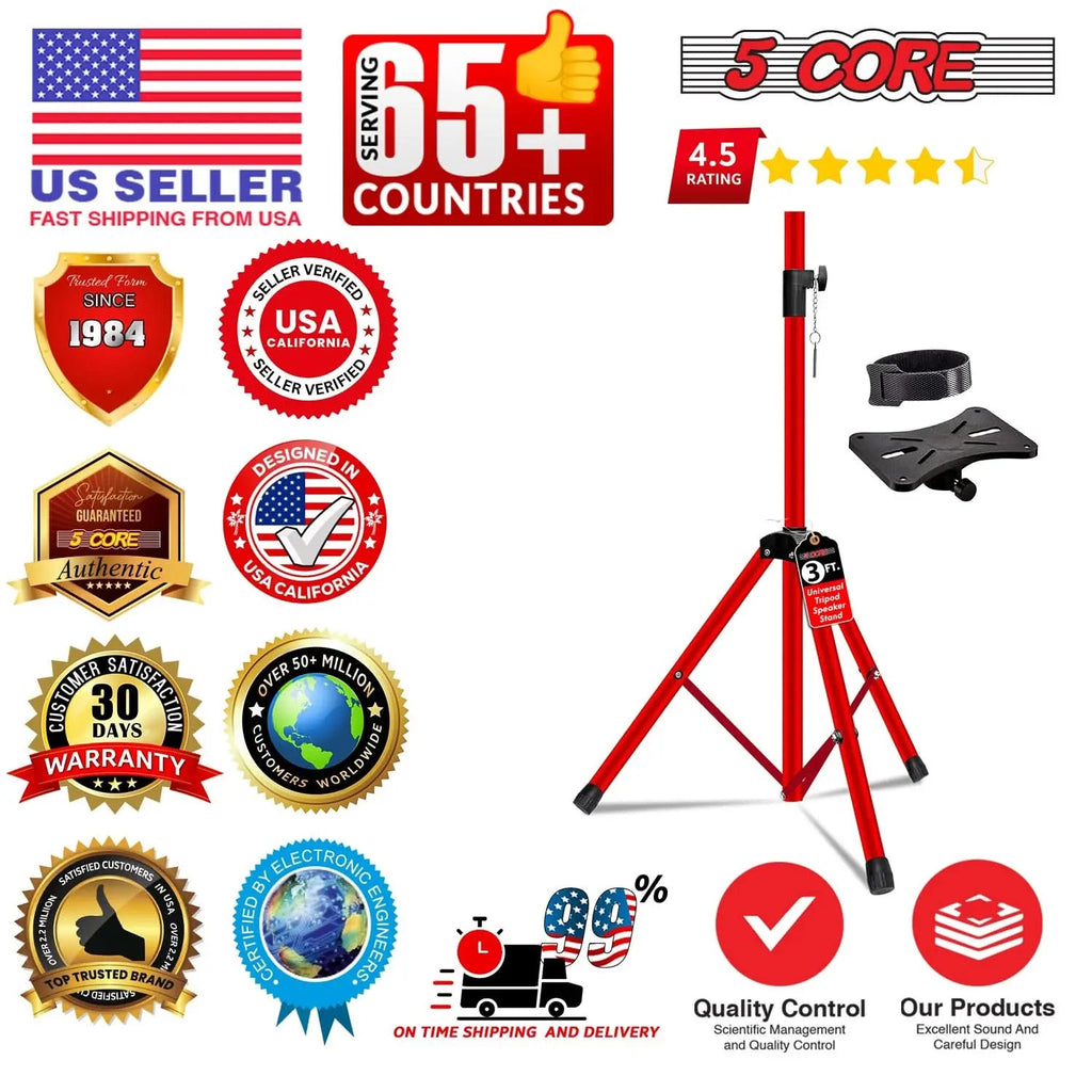 5 Core Speaker Stand Pair Height Adjustable 36" Heavy Duty PA DJ Tripod Studio Monitor Stands - HONORABLE VETERANS SOLUTIONS