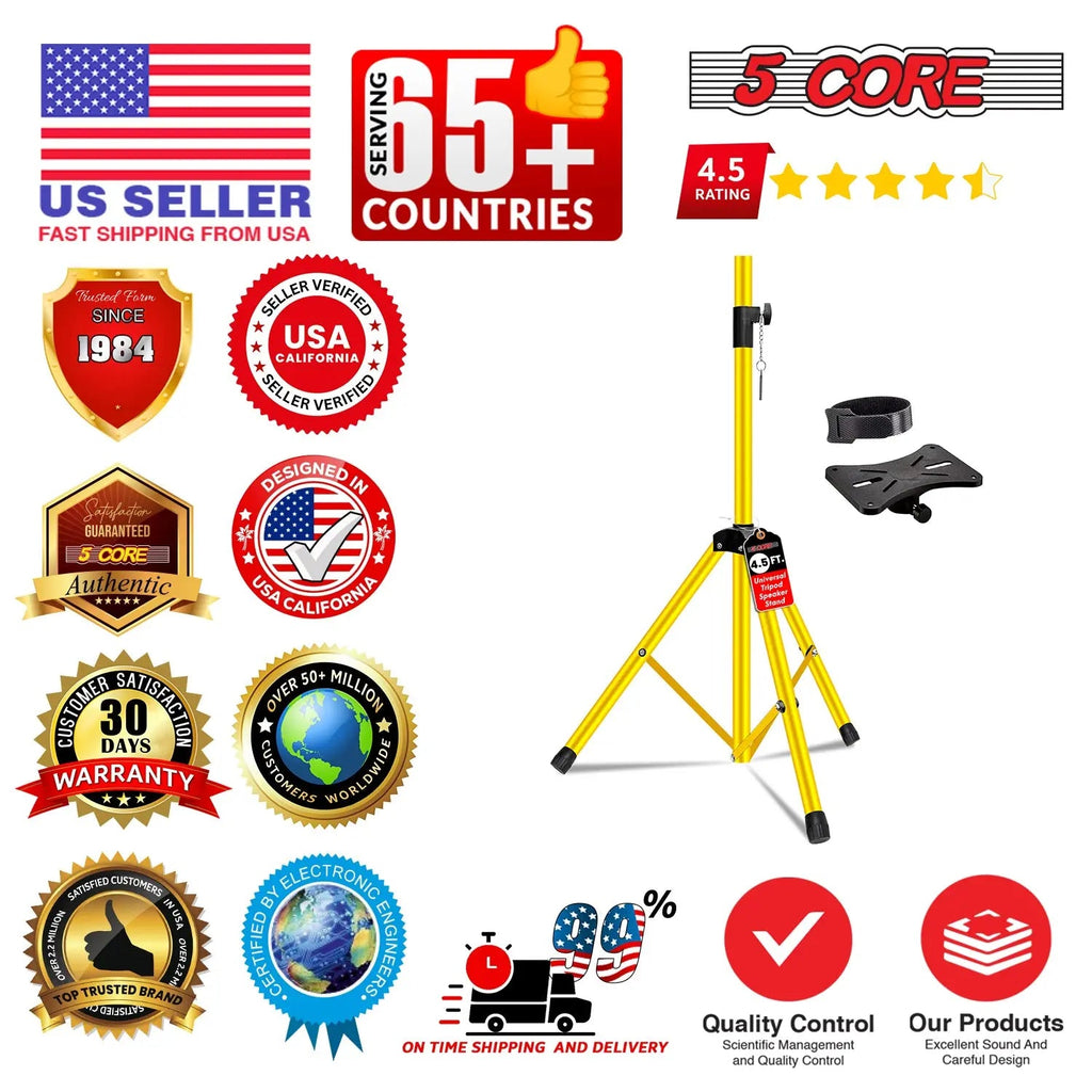 5 Core Speaker Stand Pair Height Adjustable 54" Heavy Duty PA DJ Tripod Studio Monitor Stands - HONORABLE VETERANS SOLUTIONS