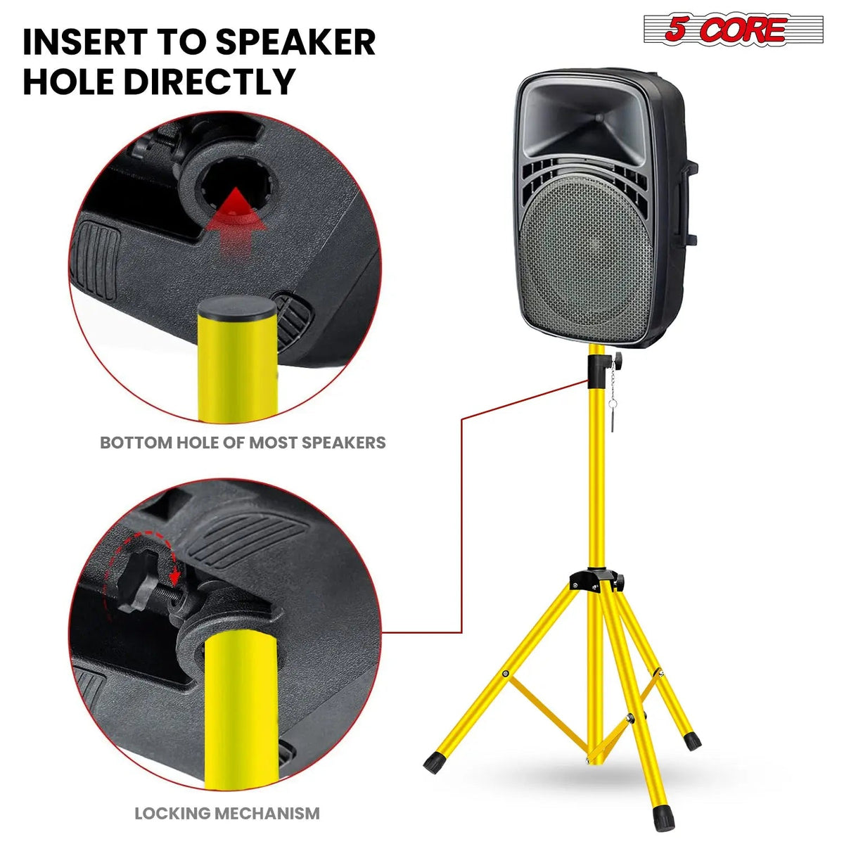 5 Core Speaker Stand Pair Height Adjustable 54" Heavy Duty PA DJ Tripod Studio Monitor Stands - HONORABLE VETERANS SOLUTIONS