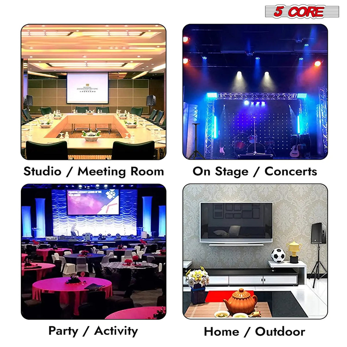 5 Core Speaker Stand Pair Height Adjustable 54" Heavy Duty PA DJ Tripod Studio Monitor Stands - HONORABLE VETERANS SOLUTIONS