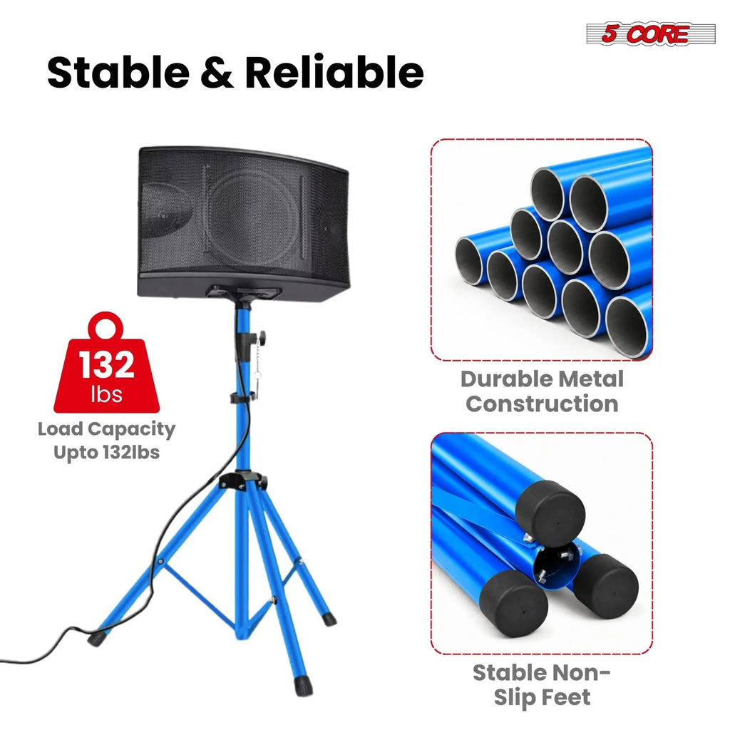 5 Core Speaker Stand Pair Height Adjustable 72" Heavy Duty PA DJ Tripod Studio Monitor Stands - HONORABLE VETERANS SOLUTIONS