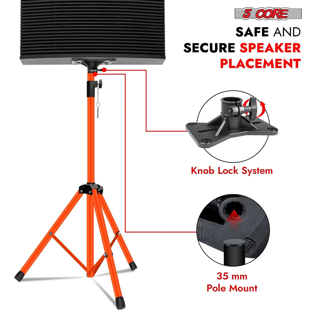 5 Core Speaker Stand Pair Height Adjustable PA DJ Tripod Studio Monitor Stands w 35mm Insert - HONORABLE VETERANS SOLUTIONS