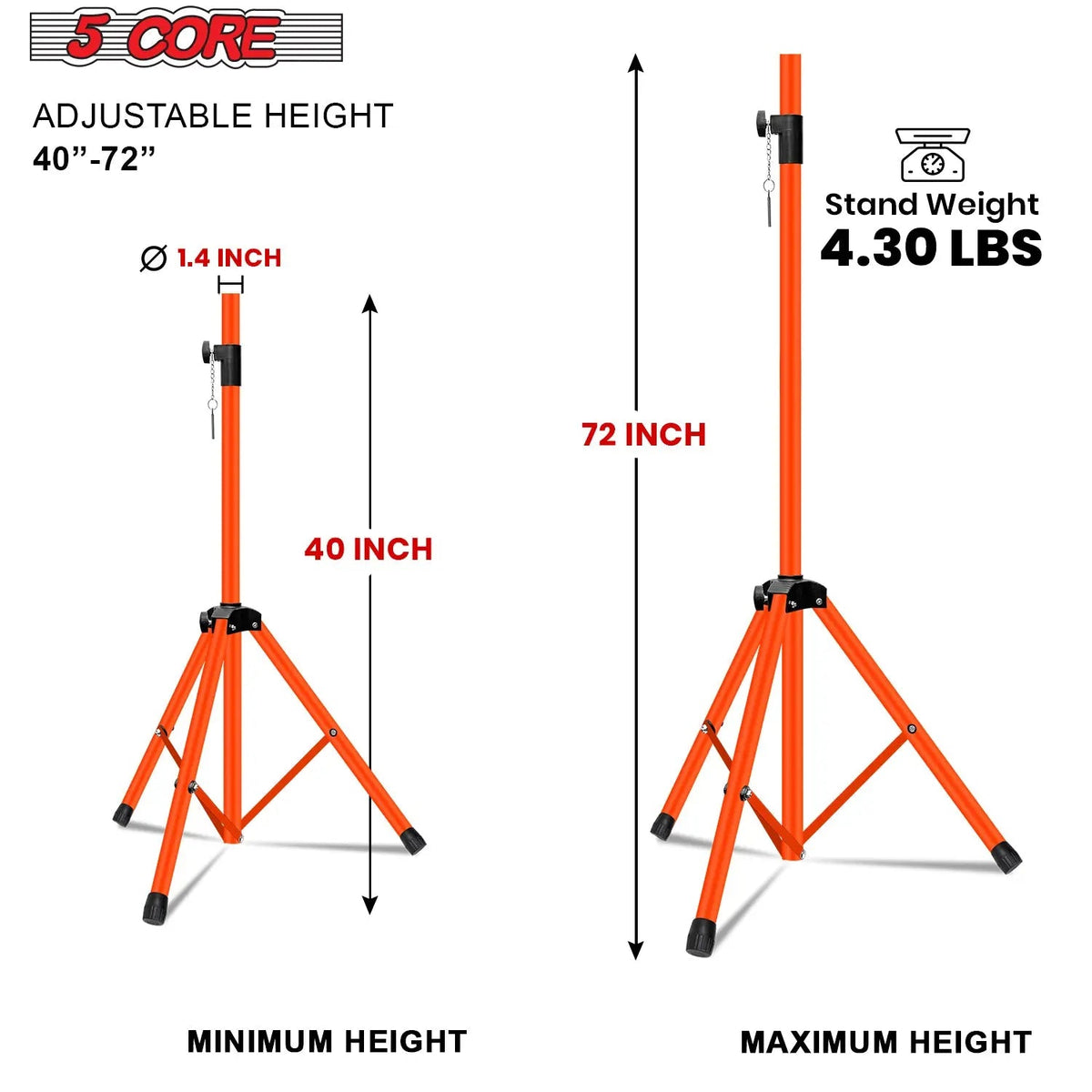 5 Core Speaker Stand Pair Height Adjustable PA DJ Tripod Studio Monitor Stands w 35mm Insert - HONORABLE VETERANS SOLUTIONS