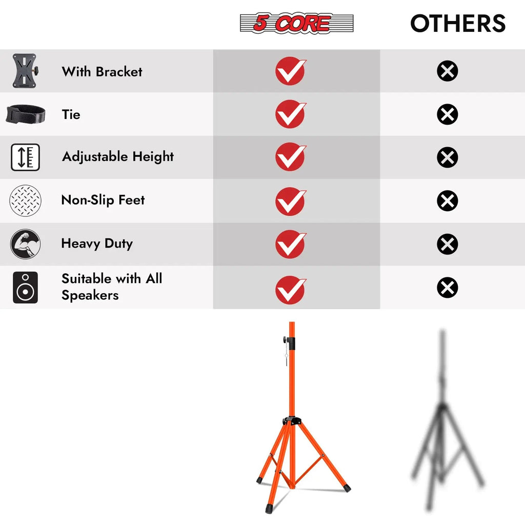 5 Core Speaker Stand Pair Height Adjustable PA DJ Tripod Studio Monitor Stands w 35mm Insert - HONORABLE VETERANS SOLUTIONS