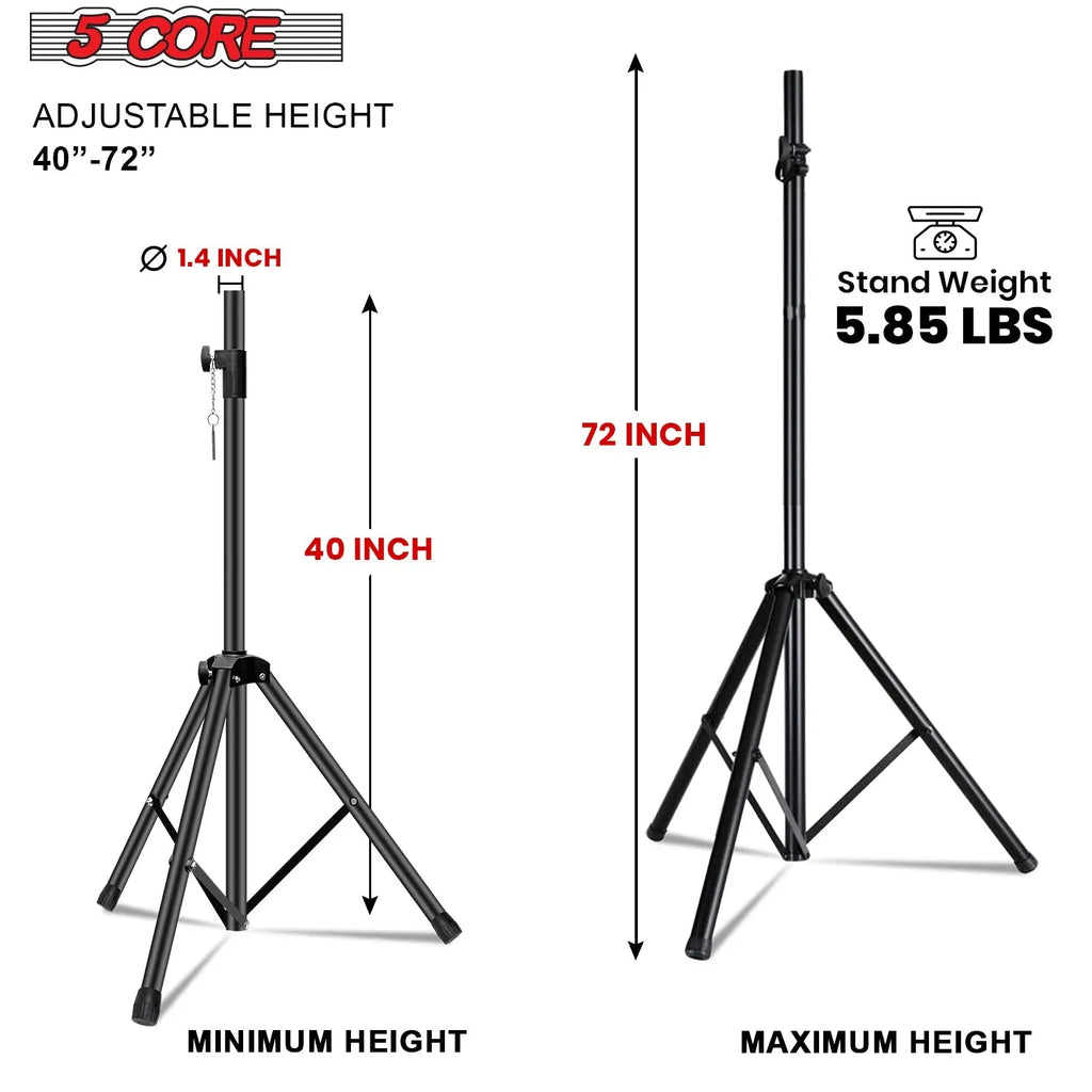 5 Core Speaker Stand Tripod Heavy Duty Adjustable 72" Universal Mount for PA DJ Studio - HONORABLE VETERANS SOLUTIONS
