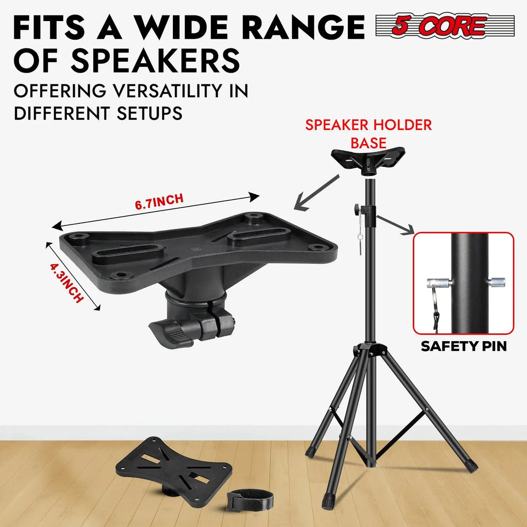 5 Core Speaker Stand Tripod Heavy Duty Adjustable 72" Universal Mount for PA DJ Studio - HONORABLE VETERANS SOLUTIONS