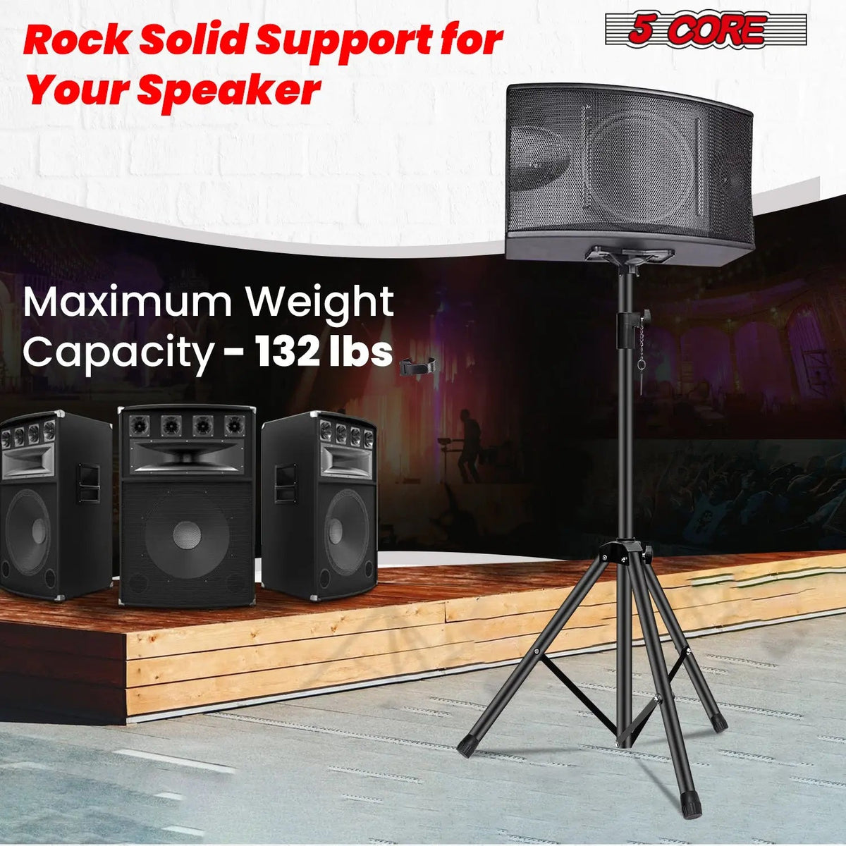 5 Core Speaker Stand Tripod Heavy Duty Adjustable 72" Universal Mount for PA DJ Studio - HONORABLE VETERANS SOLUTIONS