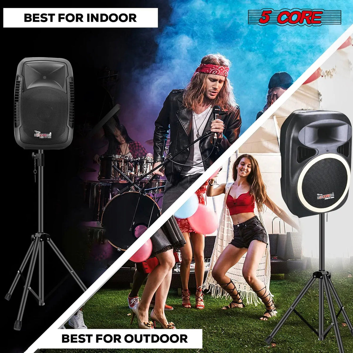 5 Core Speaker Stand Tripod Heavy Duty Adjustable 72" Universal Mount for PA DJ Studio - HONORABLE VETERANS SOLUTIONS