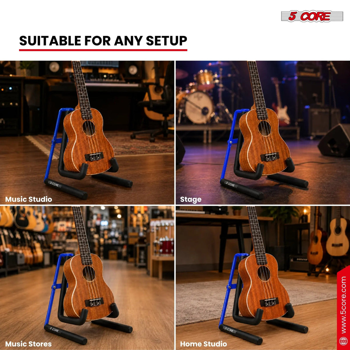 5 Core Ukulele Stand A Frame Metal Body w Soft Padded Arms Support Banjo Ukuleles Mini Guitar Violin Blue - HONORABLE VETERANS SOLUTIONS