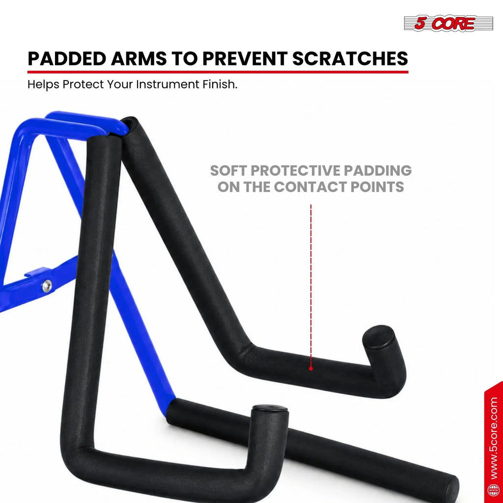 5 Core Ukulele Stand A Frame Metal Body w Soft Padded Arms Support Banjo Ukuleles Mini Guitar Violin Blue - HONORABLE VETERANS SOLUTIONS