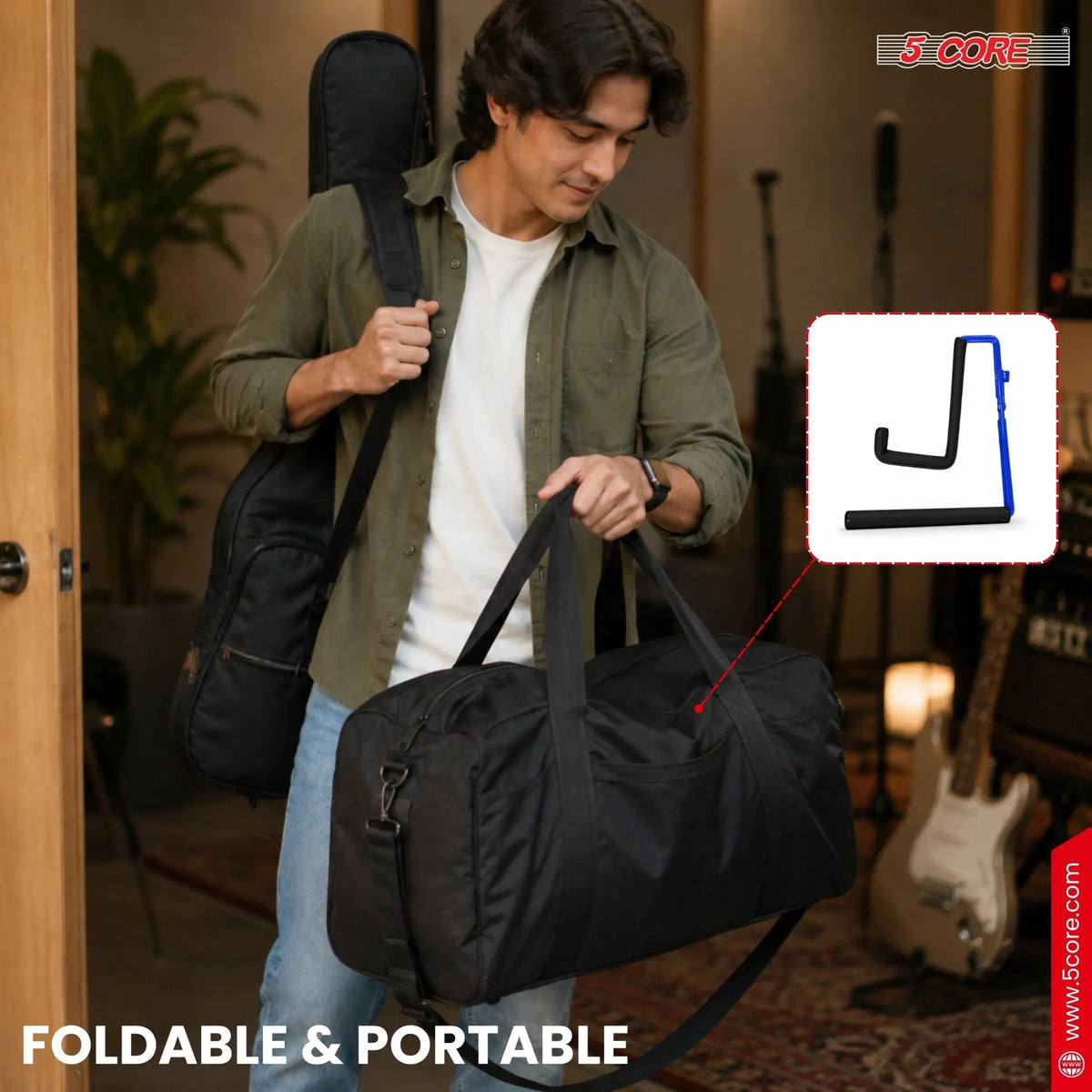 5 Core Ukulele Stand A Frame Metal Body w Soft Padded Arms Support Banjo Ukuleles Mini Guitar Violin Blue - HONORABLE VETERANS SOLUTIONS